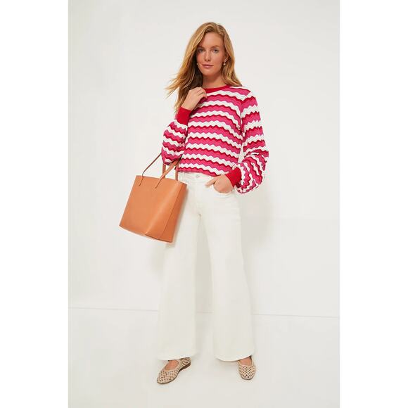 HYACINTH HOUSE Ruby Wavy Stripe Callie Crewneck sweater Medium M - Picture 4 of 8